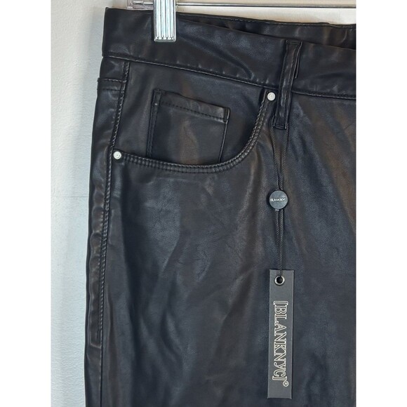 BLANK NYC Waverly Black Faux Leather Pants Women 31 High Rise Flare Pockets NEW - Picture 6 of 15